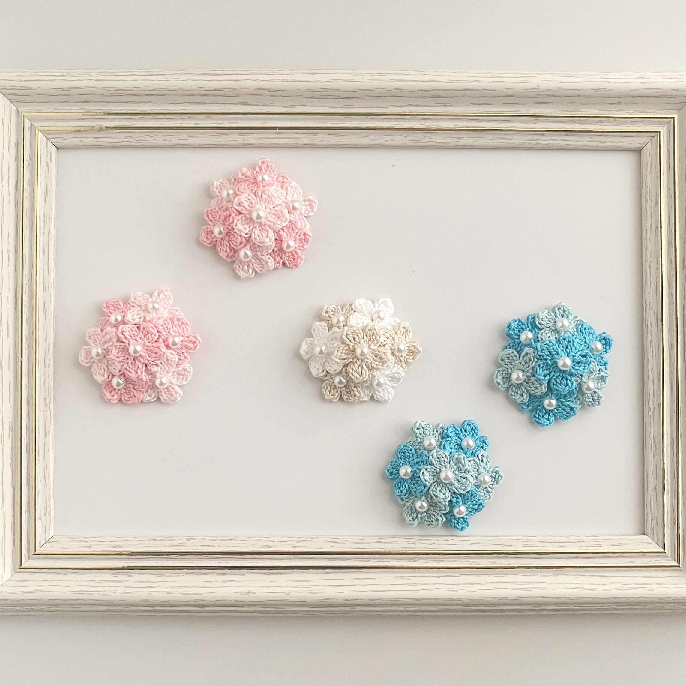 花のレース編みのヘアゴム キッズや大人に！ ピンクMIX～桜色～ | そらの音