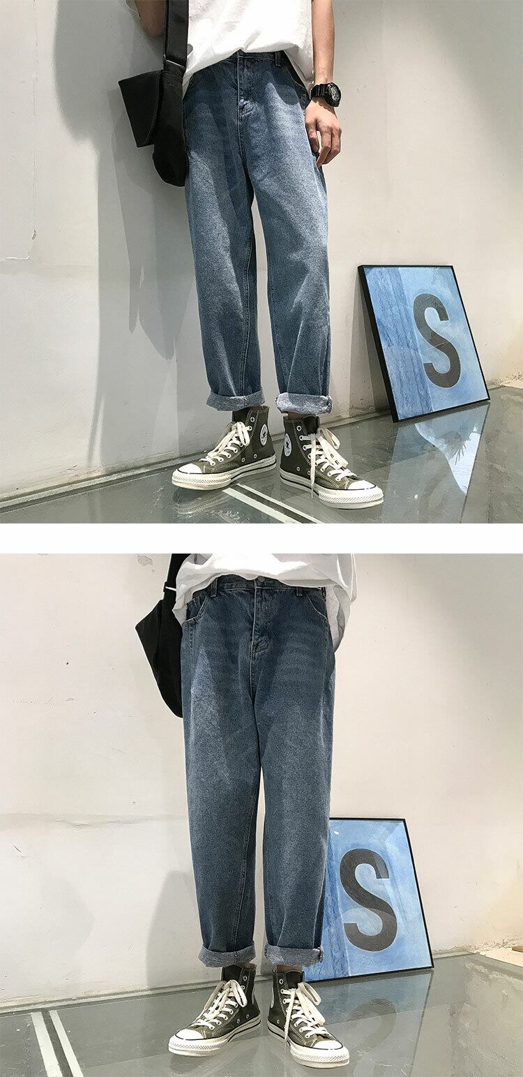 全2色 デニム パンツ ストレート カジュアル 無地 おしゃれ