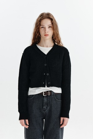 [Matin Kim] HAIRY CROCHET CROP CARDIGAN FOR WOMEN IN BLACK 正規品 韓国ブランド 韓国通販 韓国代行 韓国ファッション マーティンキム matinkim 日本 店舗