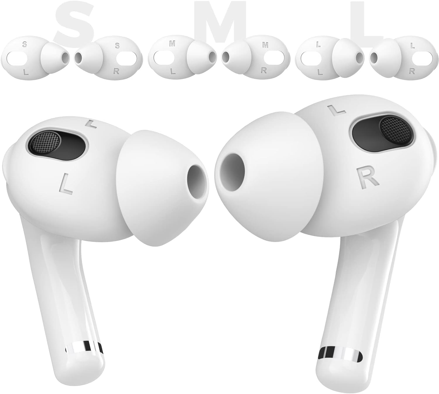 AhaStyle AirPods 3用イヤーピース ズレ解消 音質向上 落ち防止 3ペア入り 【付けたまま充電できません】AirPods 3 2021 適用 (小+中+大、ホワイト)