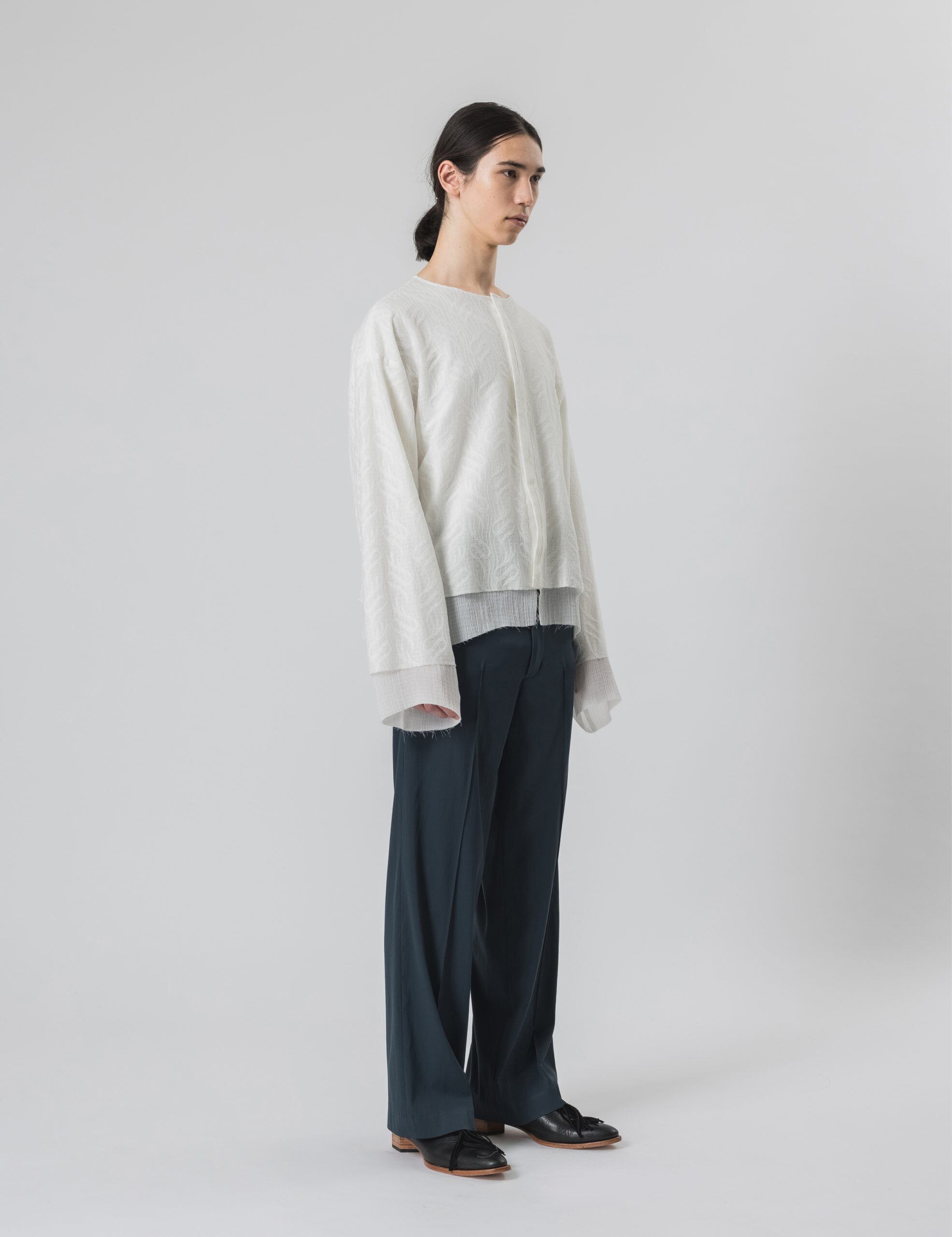sasquatchfabrix. TRIBAL LACE NONECK L/S SHIRT (WHITE) 22SS sasquatchfabrix. TRIBAL LACE NONECK L/S SHIRT (WHITE) 22SS