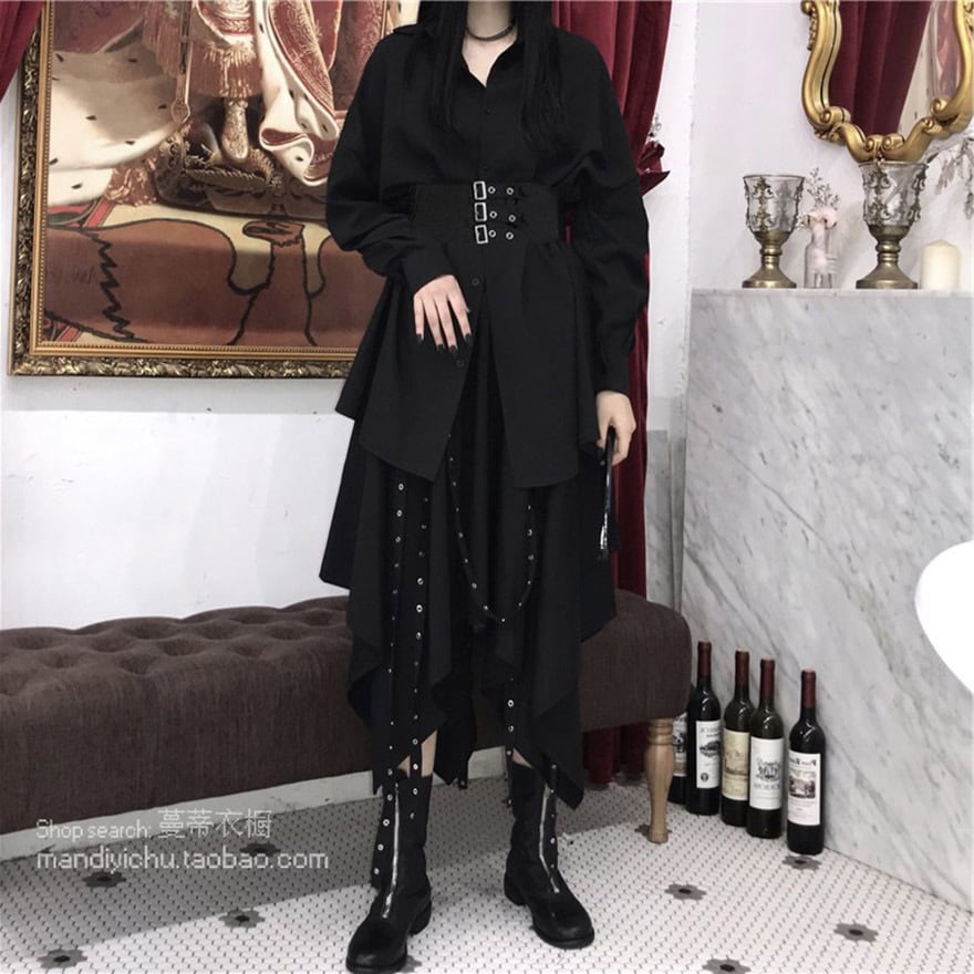 ゴスロリ通販 With U ゴスロリ 地雷系 スカート ロング丈 ベルト