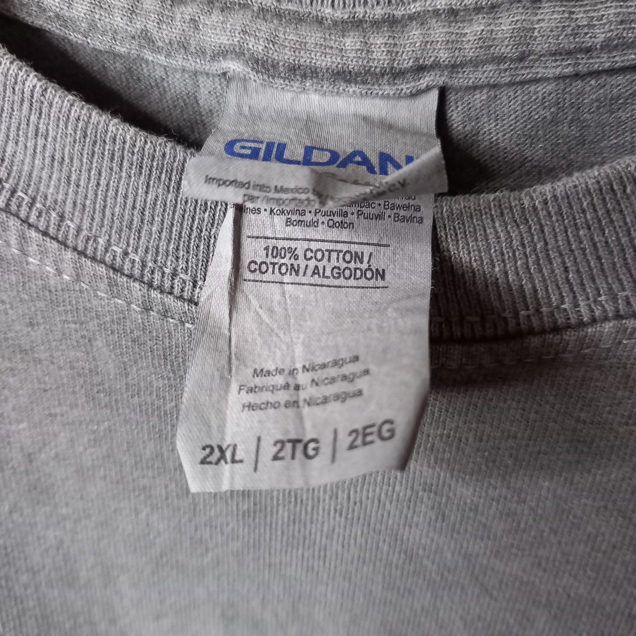 ギルダン　クルーネック　プリントTシャツ　半袖　グレー　2XL