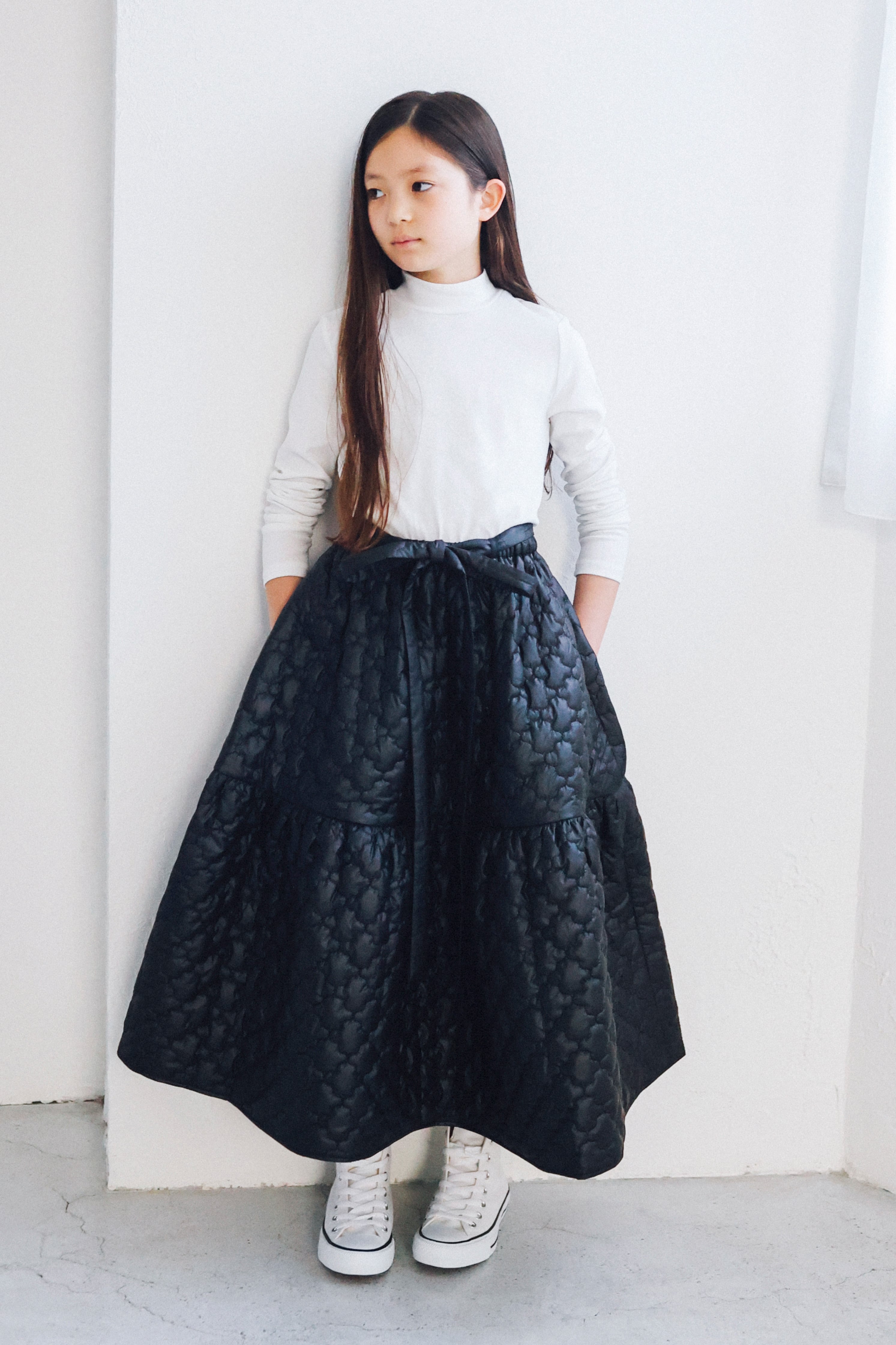 VOYAGE DRESS WHITE/BLACK 6Y-11Y | AMICA・kids