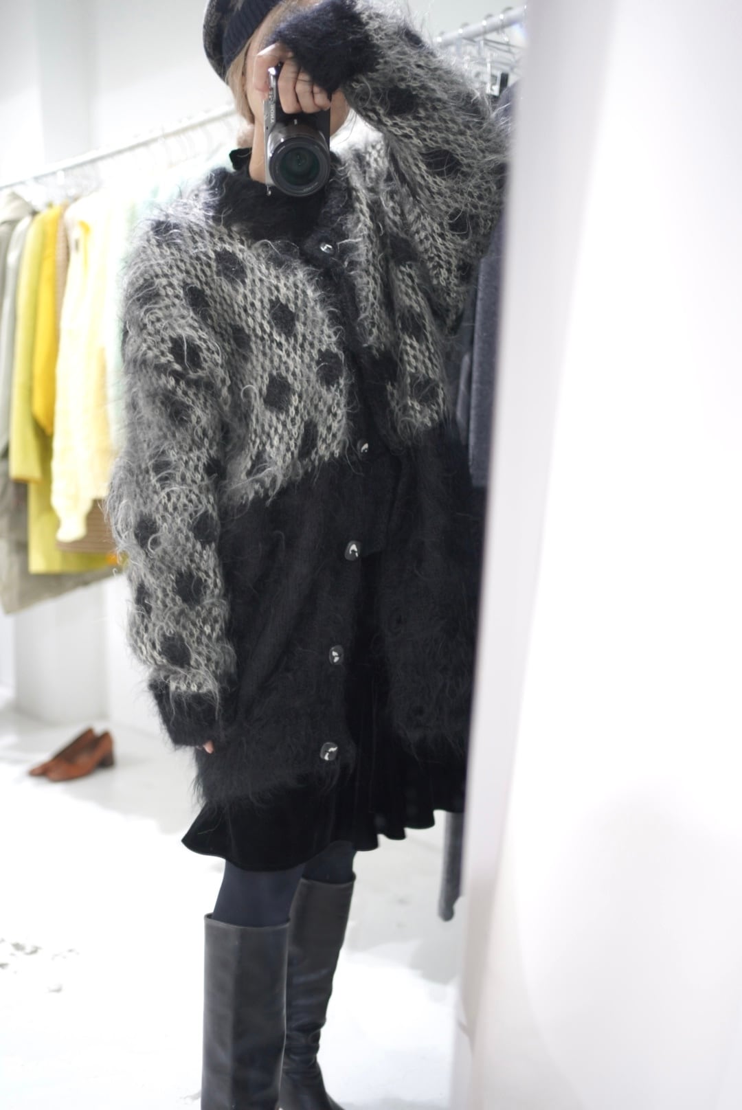 mohair shaggy knit coat