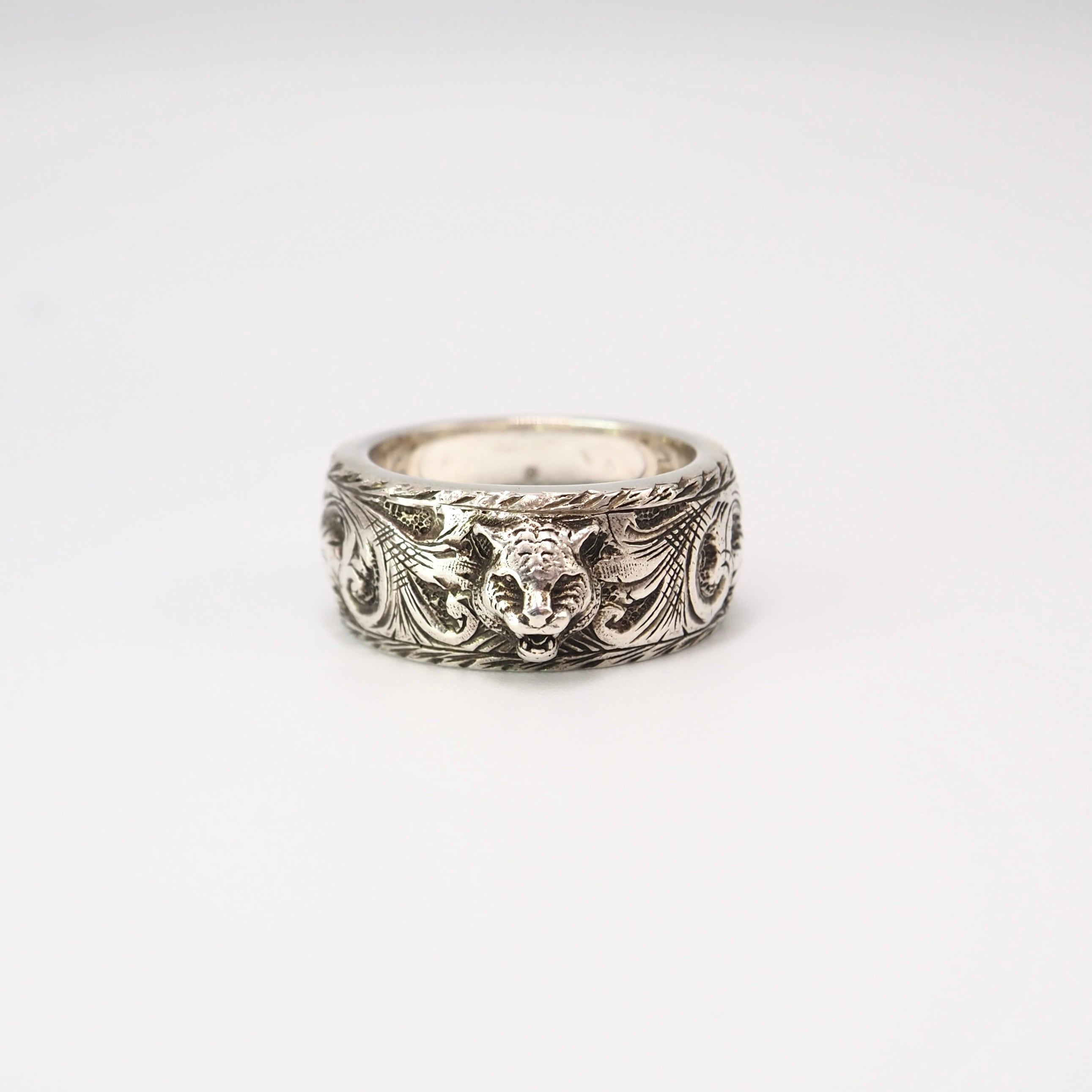 2/20掲載 GUCCI 約18号 タイガー ヘッド リング シルバー925 グッチ