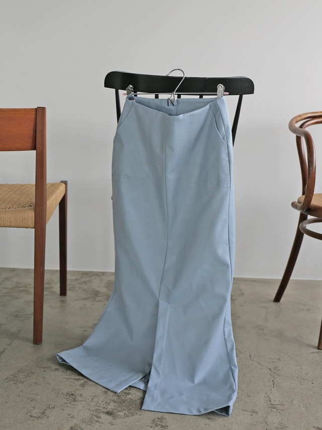 eco leather pencil skirt（pale blue）
