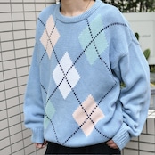 Eddie Bauer argyle pattern cotton knit