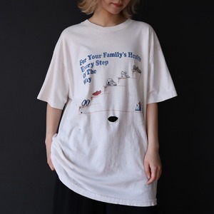 90s' over silhouette front & back print design crash Tee