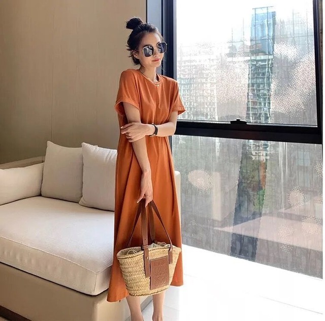 【送料無料】背中開き ロングワンピース カジュアルコーデ◎韓国ファッション♩3色(DM0111)