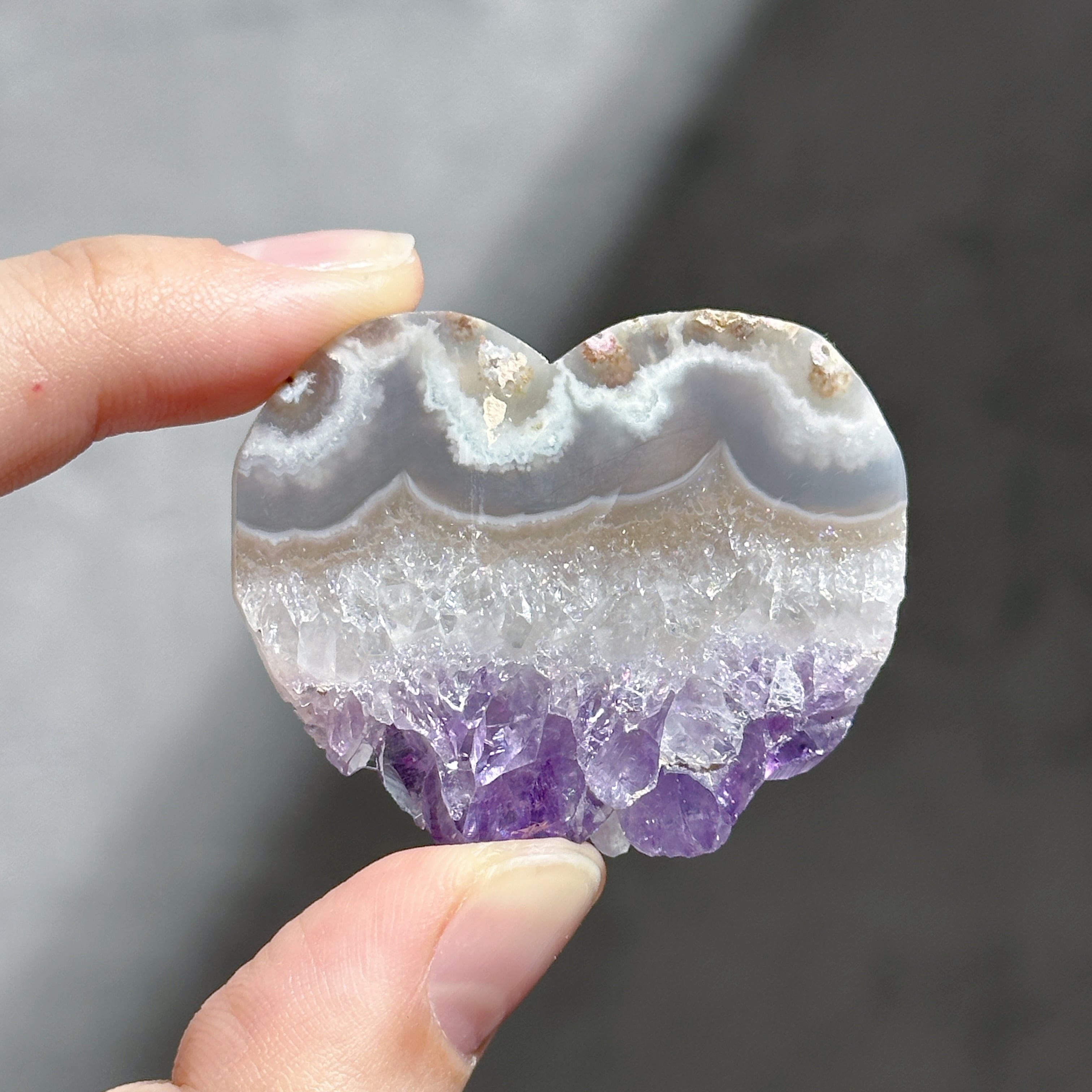 アゲート×アメジスト ハート22◇ Agate× Amethyst ◇天然石・鉱物