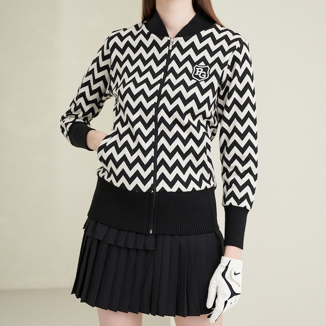 ジグザグ柄ジップアップブルゾン