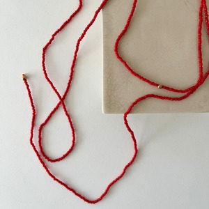 紐ネックレス#coral red