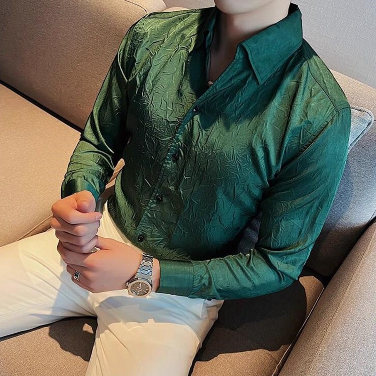 pleated fabric shirt 00152