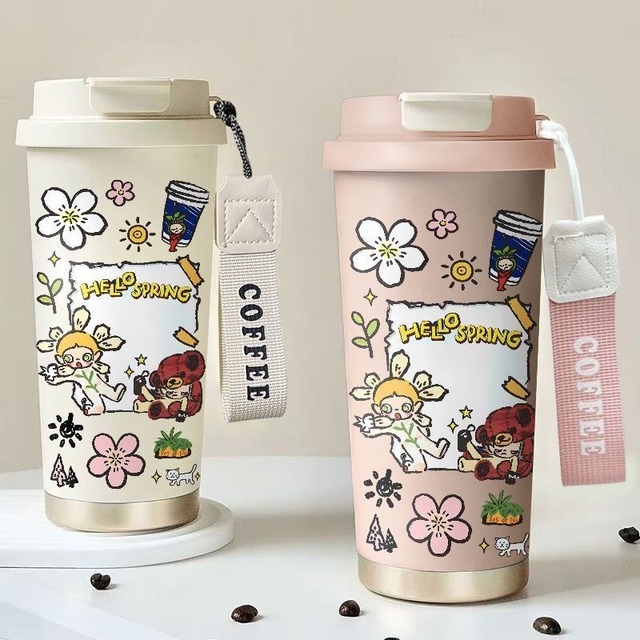 luckin coffeeコラボ Zsiga 春限定ステンボトル 530ml 316ステンレス内びんで保温バツグン！ 2WAY飲み口でストロー＆直飲みどちらもOK♪ 大容量＆4色展開 カフェタイムが楽しくなる