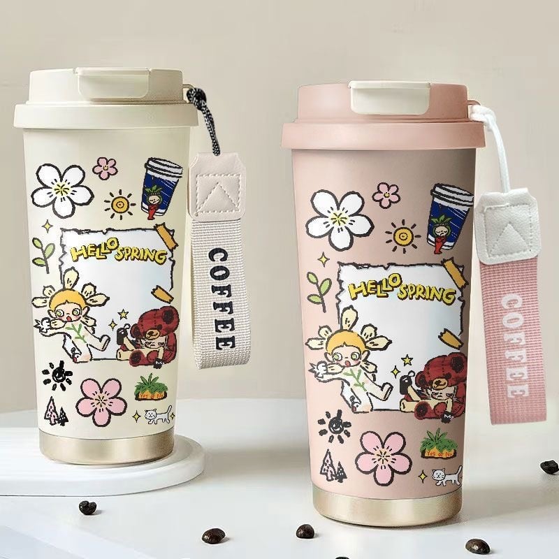 luckin coffeeコラボ Zsiga 春限定ステンボトル 530ml 316ステンレス内びんで保温バツグン! 2WAY飲み口でストロー&直飲みどちらもOK♪ 大容量&4色展開 カフェタイムが楽しくなる