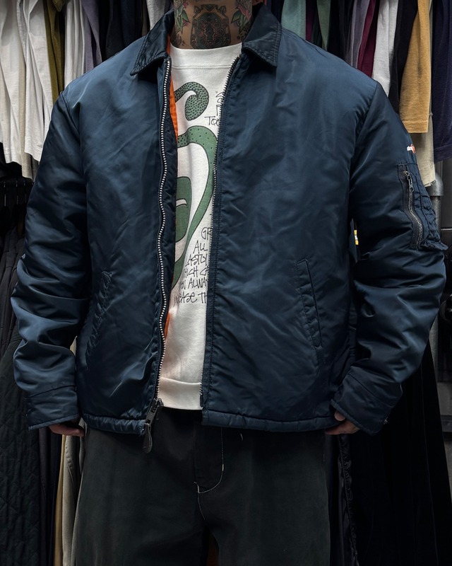 【Special!!】90’s old stussy Ma-1 Type Nylon Jacket “白タグ” “stussy sport” 【高円寺本店】