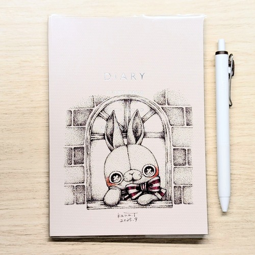 うさぎの子と語らい・手帳点描画