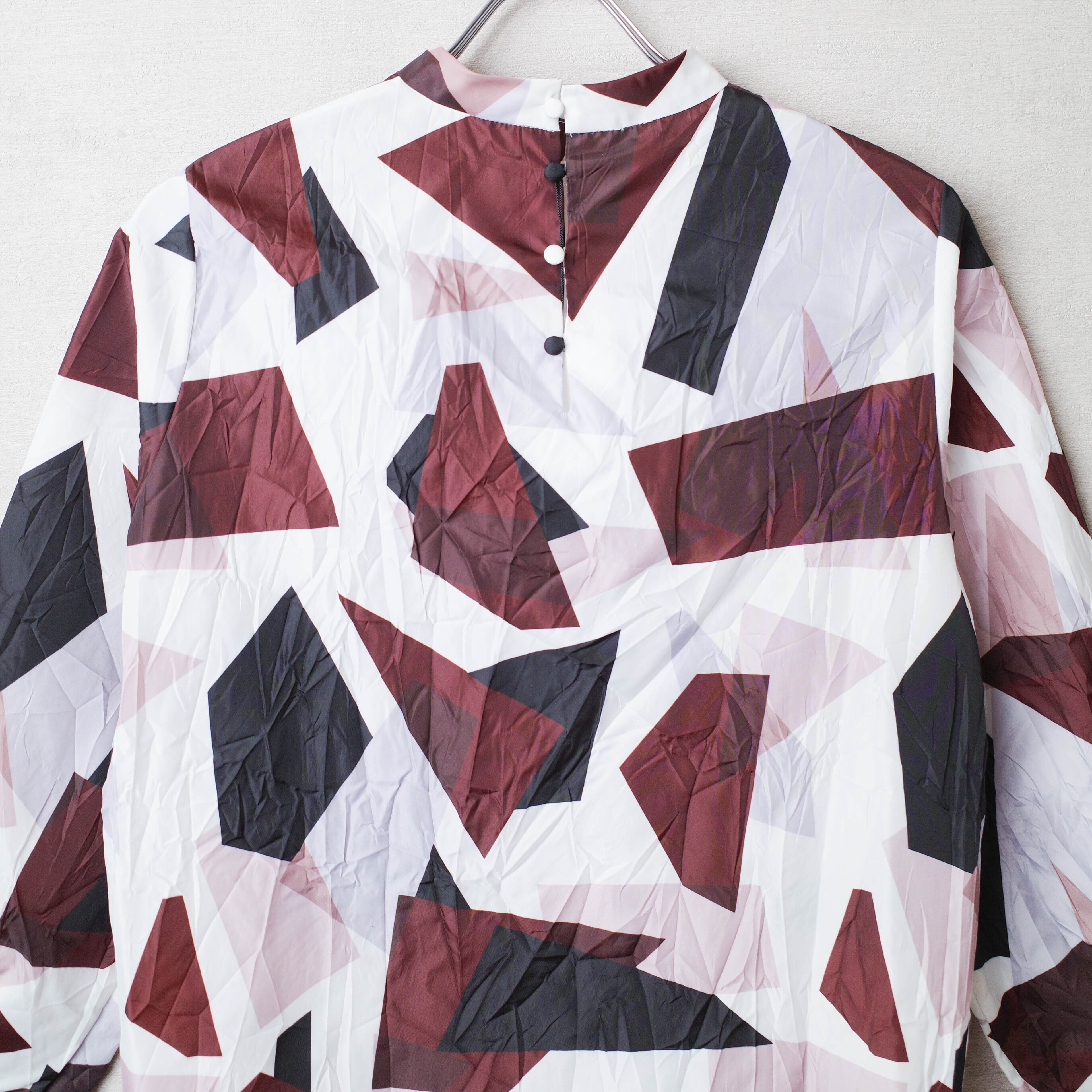 [NEW] RIM･ARK	NOCOLLOR GEOMETRY PRINT BLOUSE 460BAL30-0210