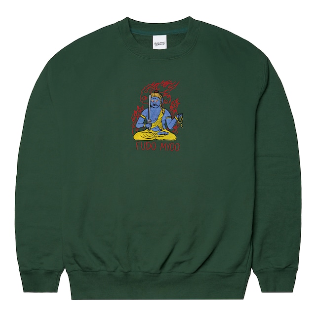 不動明王 仏像 トレーナー (刺繍) アイビーグリーン 10.0oz