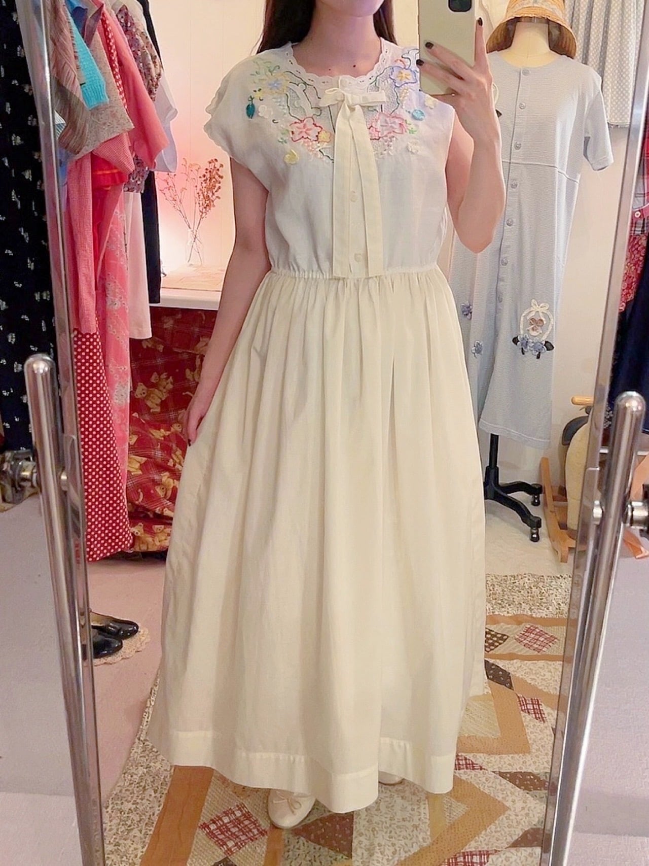 remake / flower embroidery one-piece