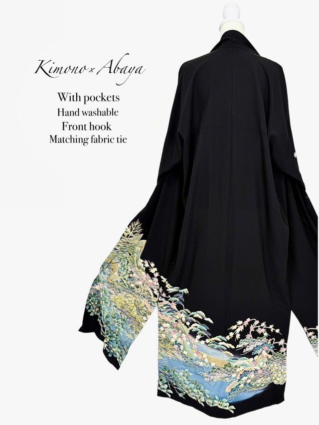 (Size:L/Kimono×Abaya)Cherry blossoms and Mountain pattern