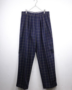 【Caka act2】4 Tuck Vintage Wide Check Slacks Pants