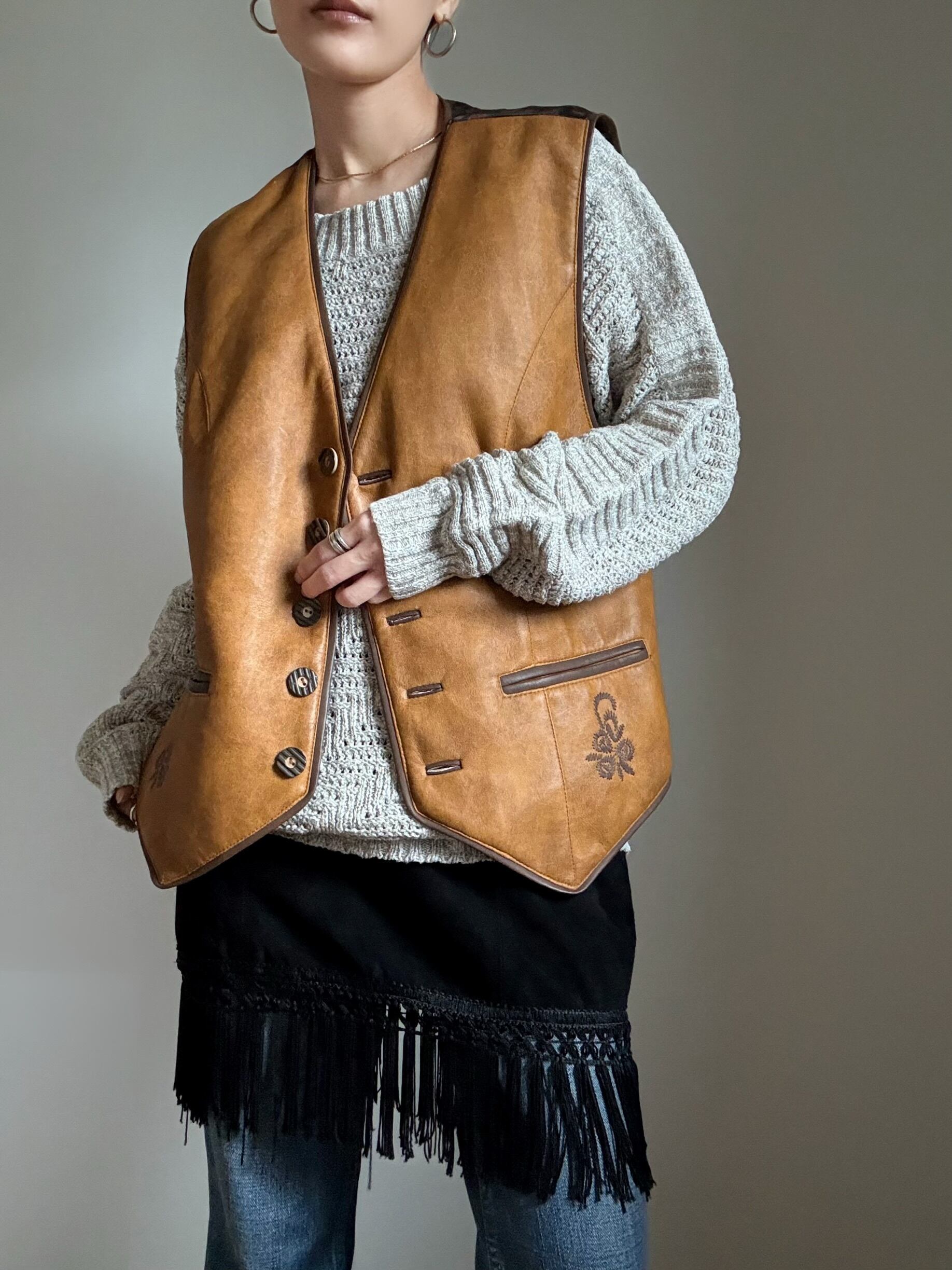 90s fake leather vest 90年代 フェイクレザーベスト レザーベスト