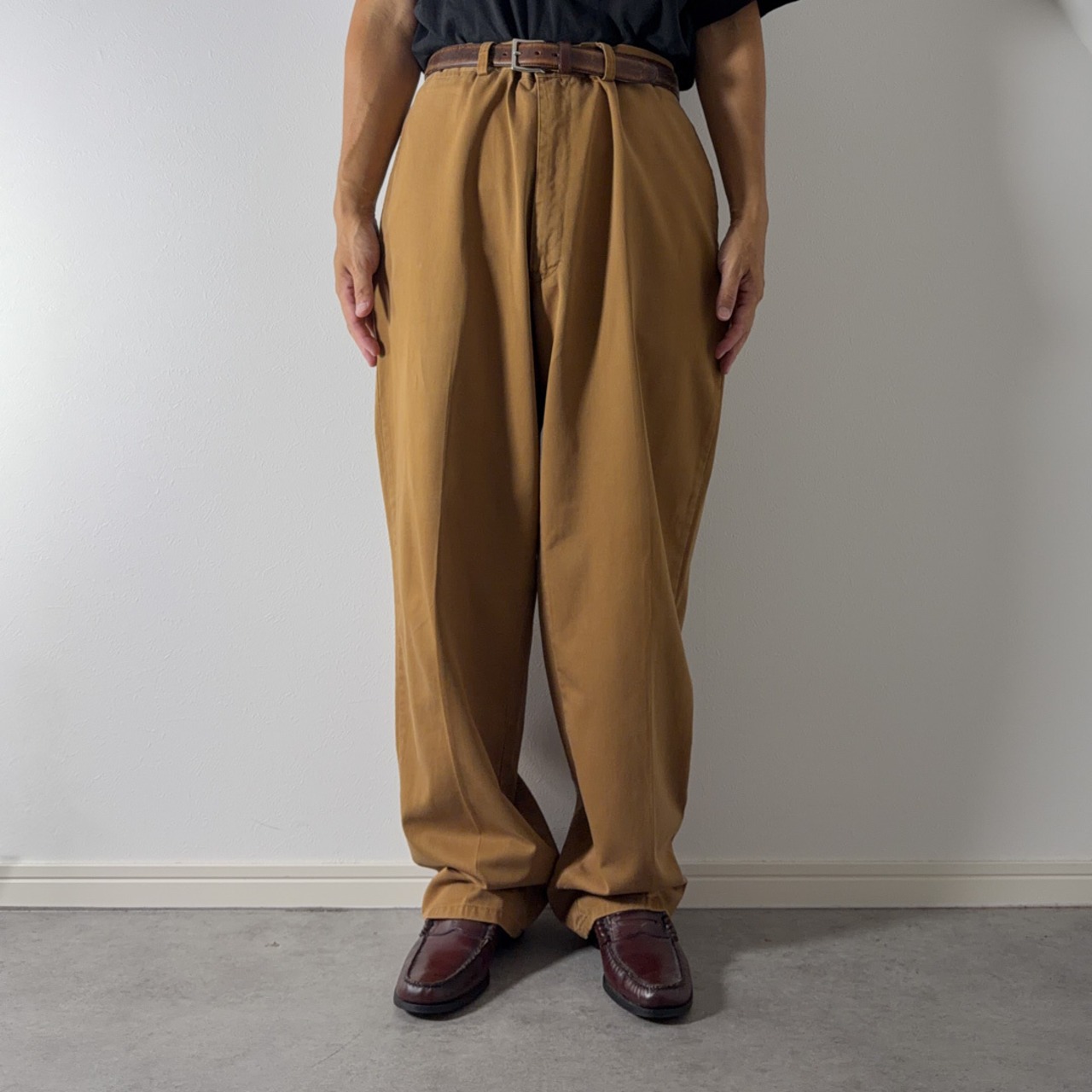 90s 初期型 USA製 Polo by Ralph Lauren POLO CHINO "No pleats" Tobacco Brown [W36L31相当] 古着 - 16