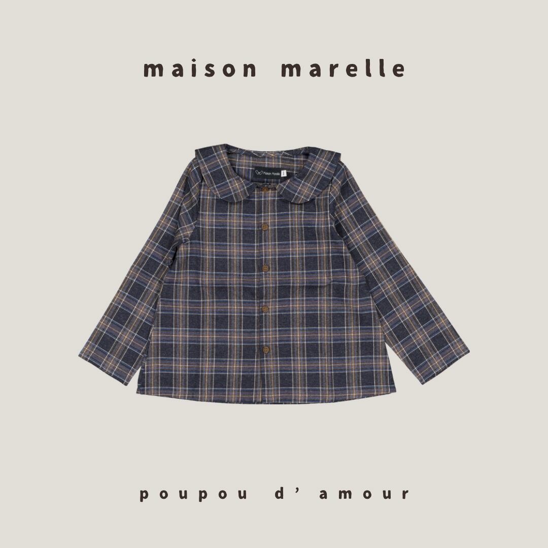 12M~5Y 送料無料【予約】maison marelle|Shirt MONCEAU - blue tartan(11月上旬以降入荷予定)