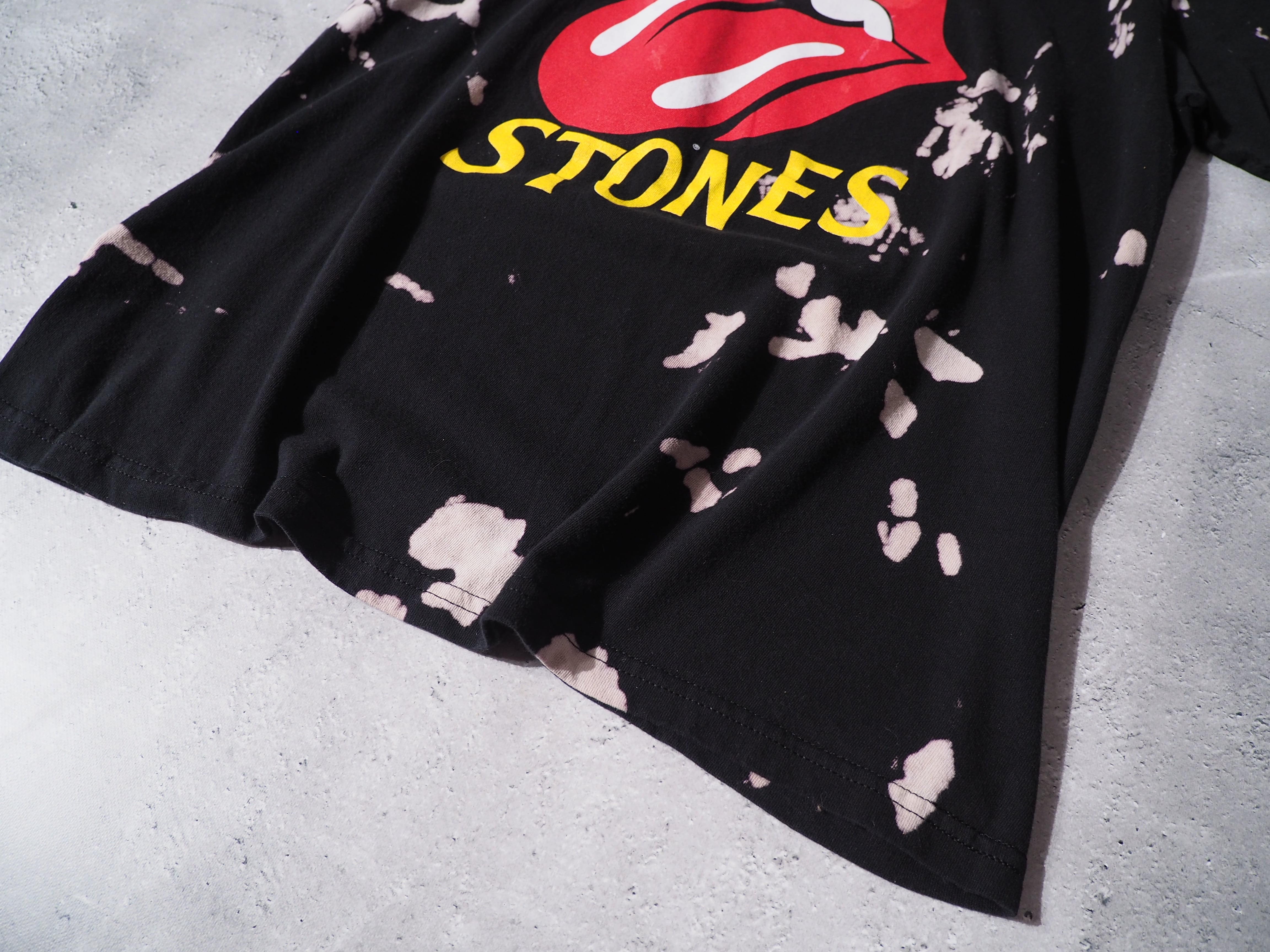” Rolling Stones Lips and Tongue ” logo printed bleach dyed Tee