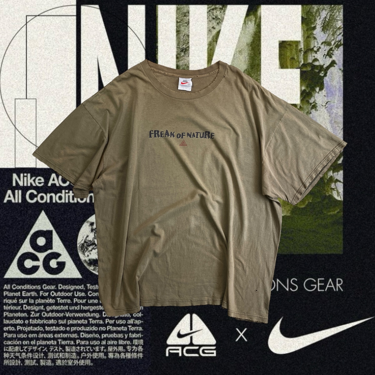 90s NIKE ACG FREAK FOR NATURE both print tee | MARKET