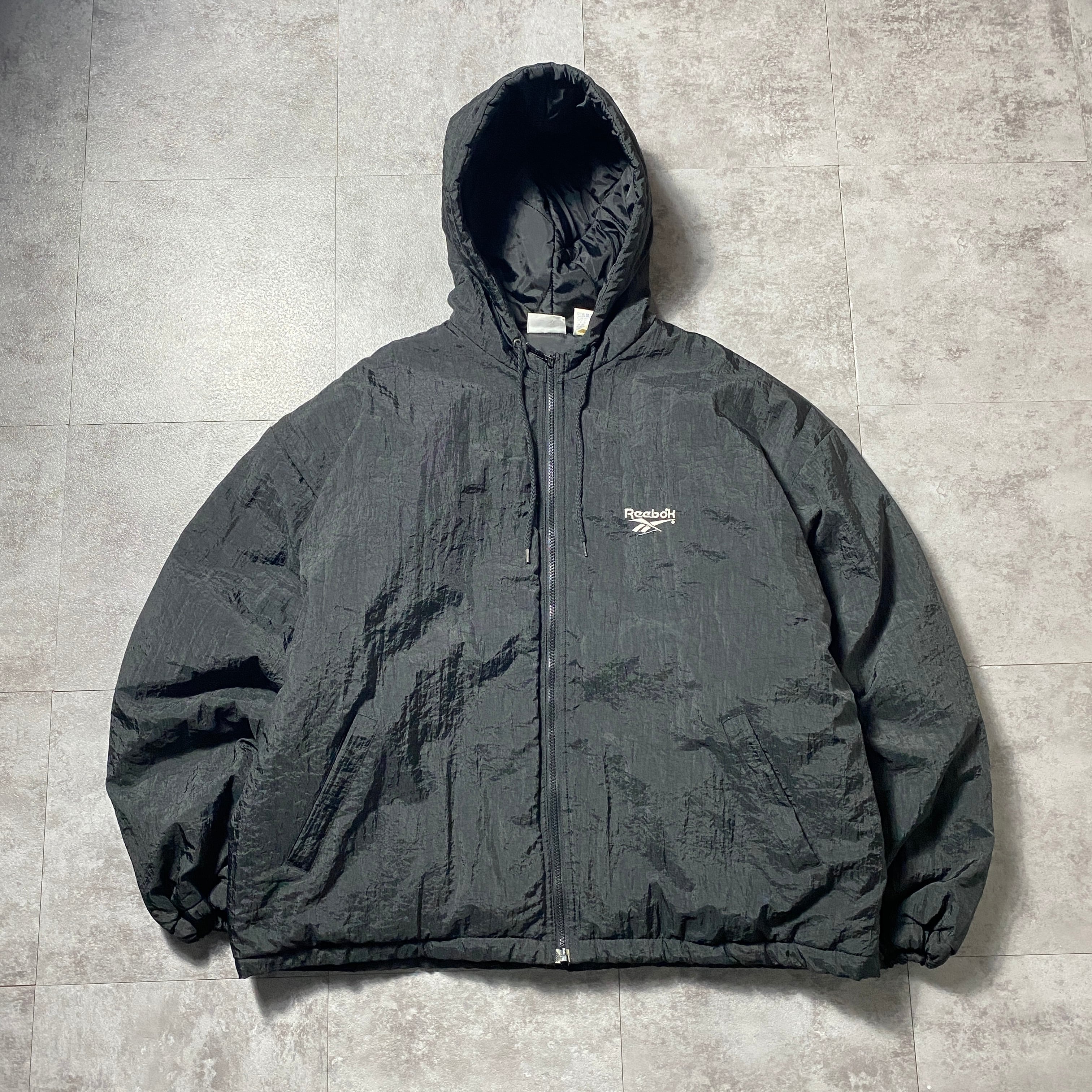 90's Reebok リーボック 刺繍ワンポイント バックロゴ ブラック 中綿