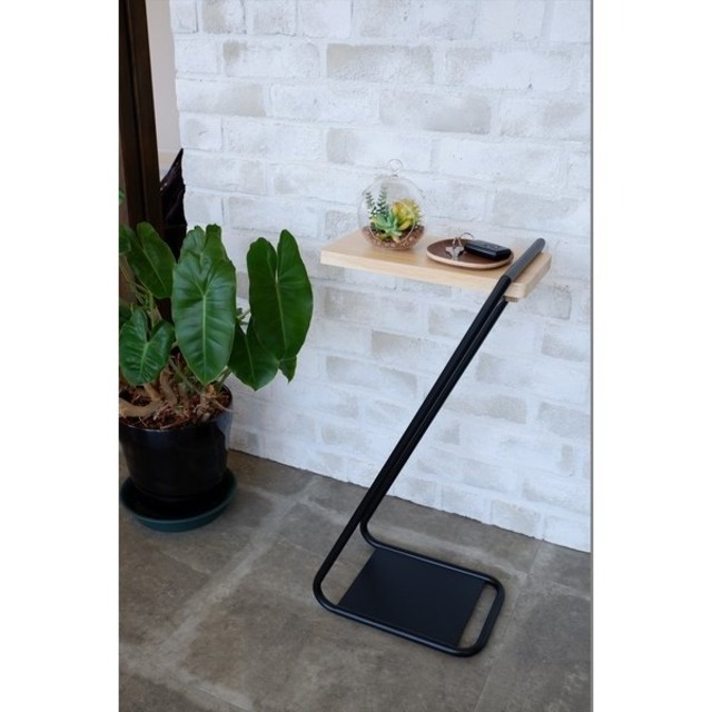 東谷 アイアンレッグサイドテーブルHigh W29.5×D19.4×H60.2cm ブラック/ホワイト スチール(粉体塗装) 天然木(パイン) ラッカー塗装 組立 国産 日本製 NIT-13BK