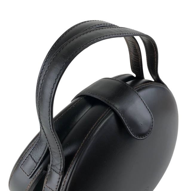 LOEWE ロエベ ハンドバッグ ブラウン アナグラム レザー バニティバッグ ラウンド vintage ヴィンテージ オールド r5fjrx