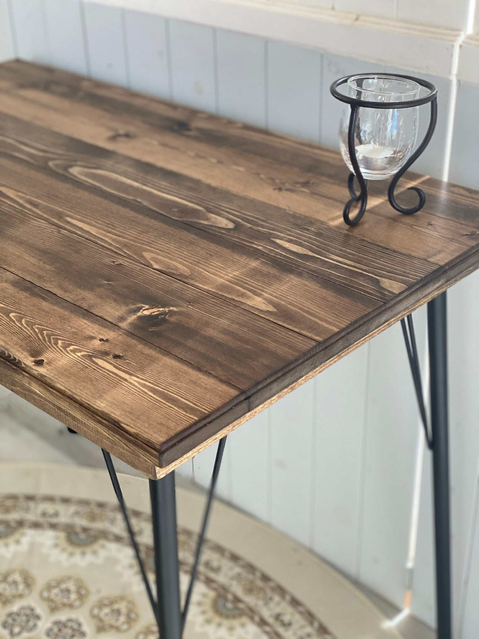 無垢材　デスク　テーブル　アイアン脚◎作業台　什器 3369a5010a2db84b5570c8f34db3e1