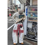 VINTAGE ストリート プリントワッフル ロングTシャツ T1809