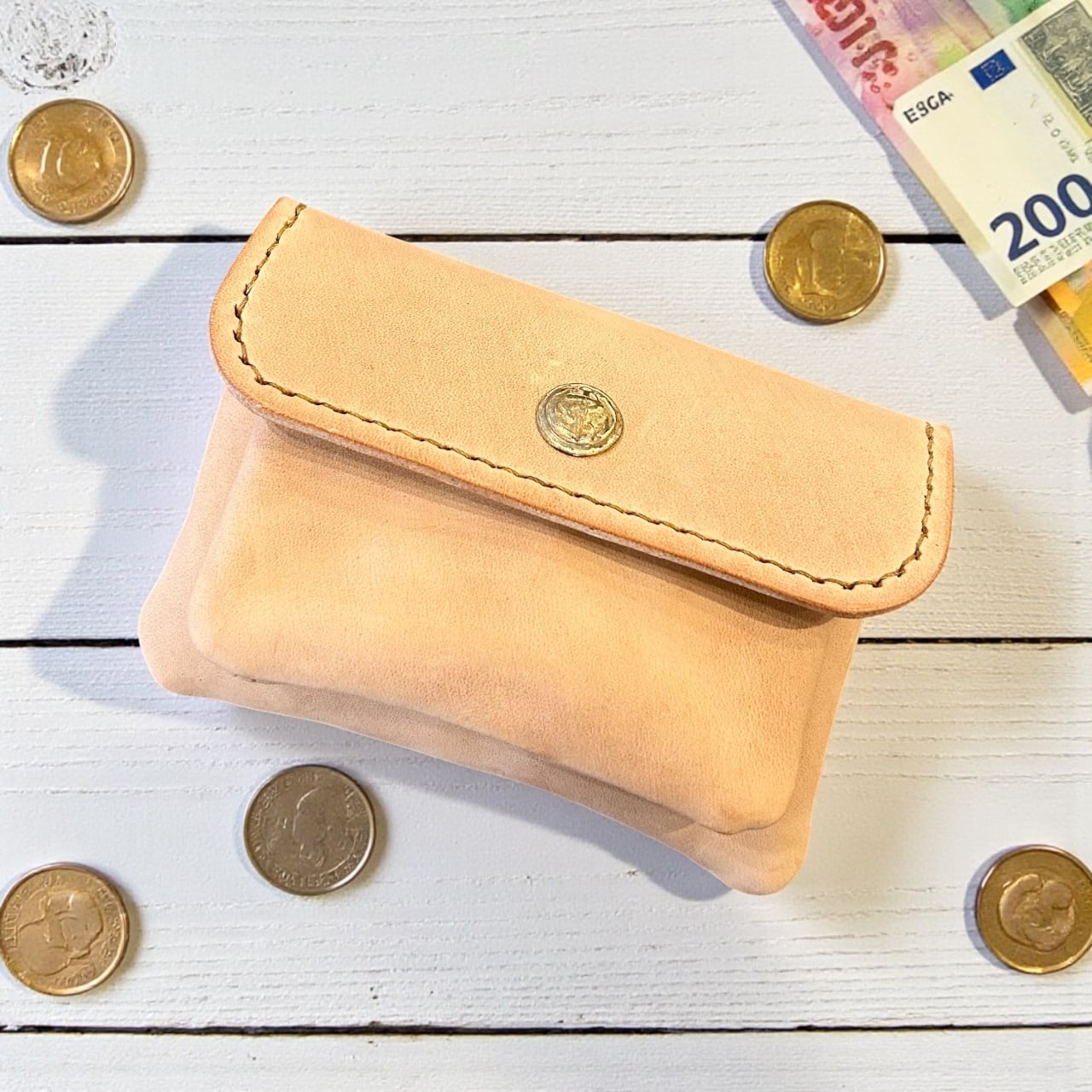 <即納商品> mare-mini:ベージュ(イタリアンレザーミニ財布)