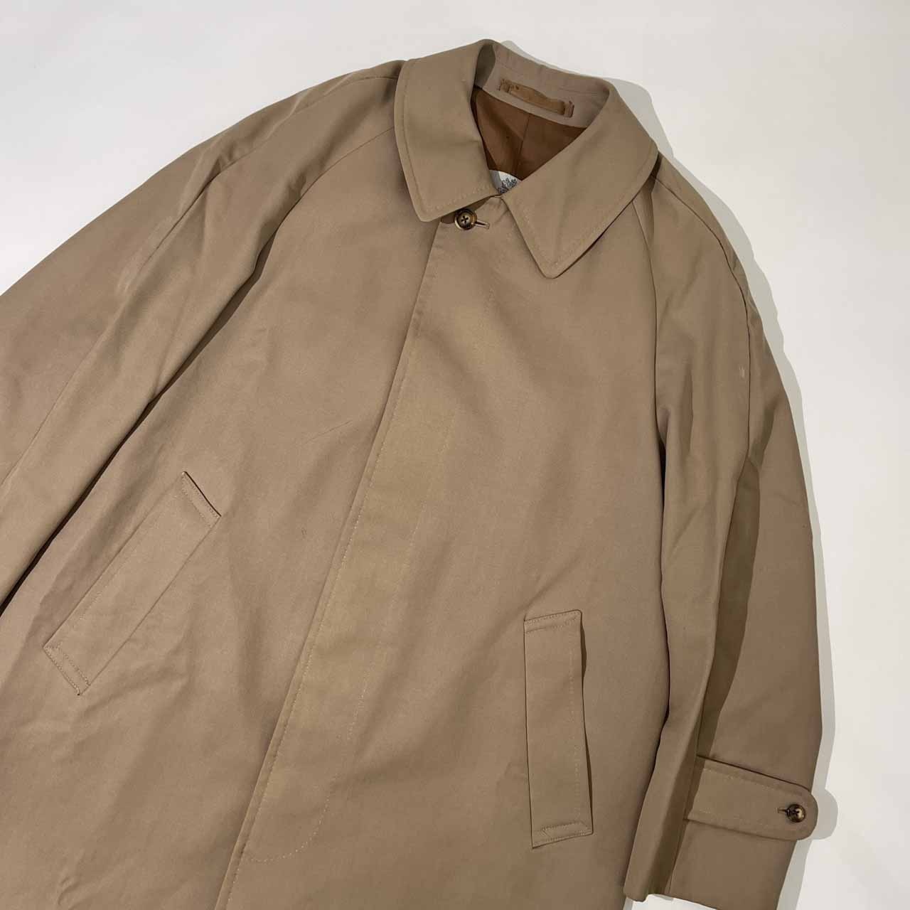 80s イングランド製 Aquascutum アクアスキュータム Pure Worsted ステンカラーコート /ベージュ メンズ ビンテージ