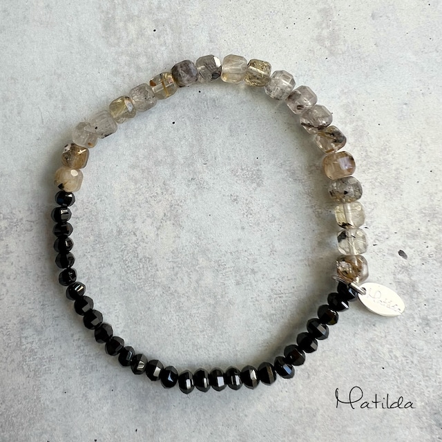 【再販】MEN/UNISEX bracelet（ルチルインクォーツ×ブラックスピネル）