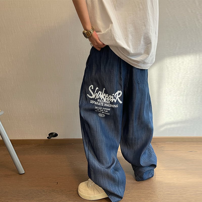 dannyandzeeドレープ感あるデニムワイドパンツ