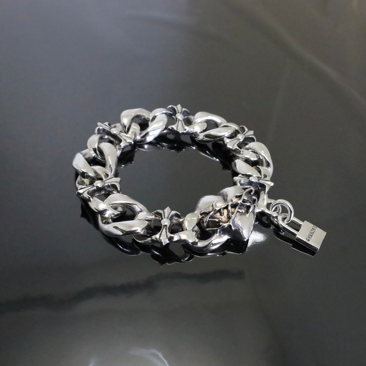 #1 & BUTTERFLY COMBO BRACELET HEART CLASP w/PADLOCK / #1 & バタフライ コンビ ブレスレット・ハートクラスプ