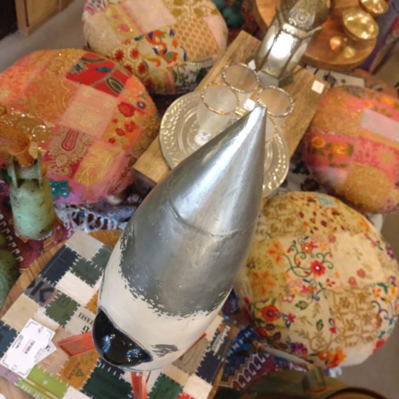 GARDEN OBJECT SPACE SUTTLE （with Soler light) ROCKET　GARDENLIGHT HANDMADE 　ANTIQUE　VINTAGE　RETRO