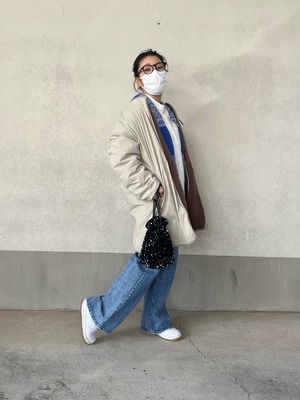 2way多機能ソフトリバーシブルボアouterlongホワイト×ブラウン