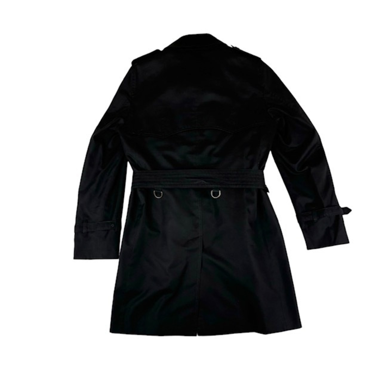 中古 アクアスキュータム Aquascutum トレンチコート 黒 シルク混 