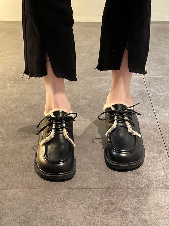 レッドレザーオータムウィンターヒールベルベットスタンダードスタイル 靴 シューズ レトロ 秋物 冬物 部族の婦人靴57578387268