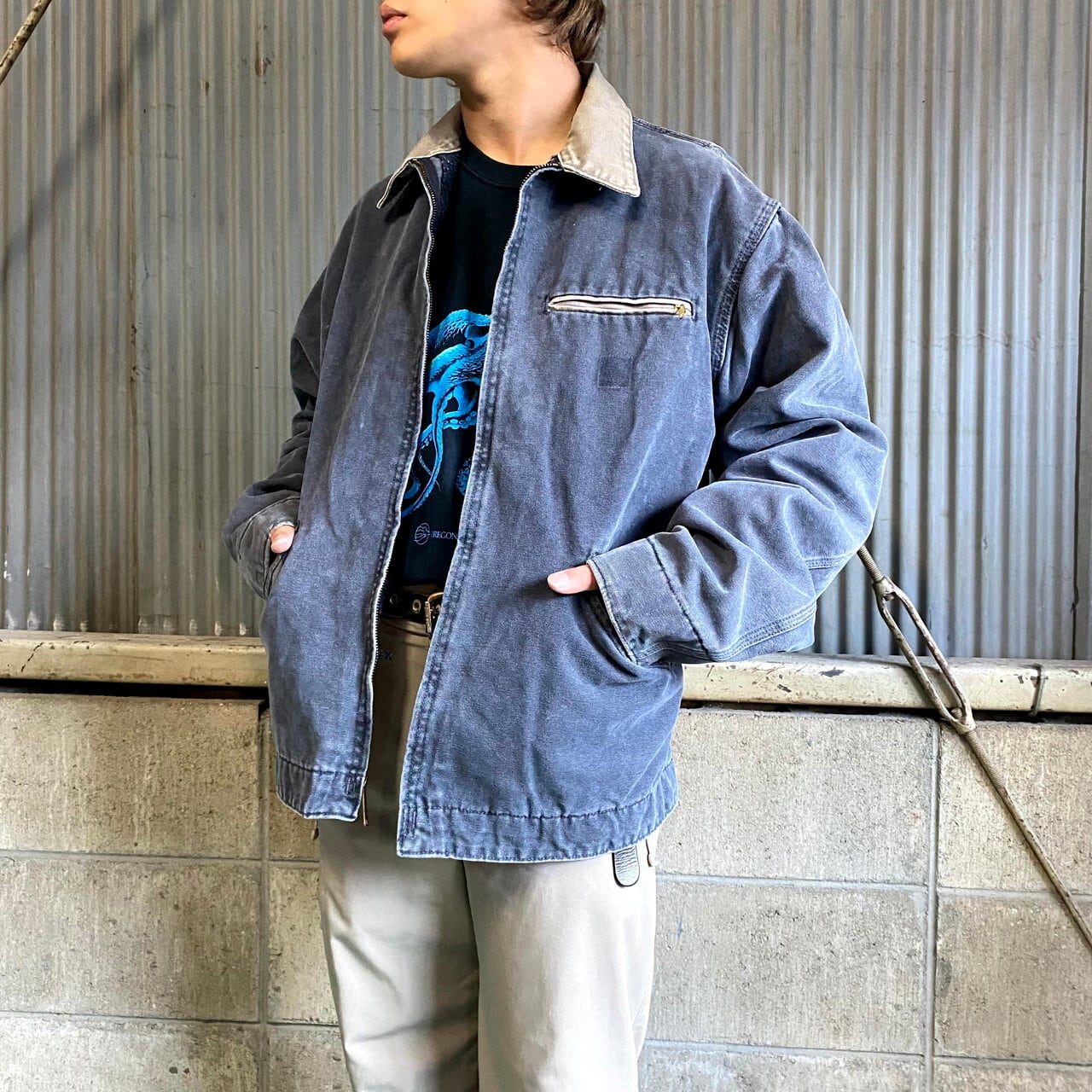 Carhartt カーハート デトロイトジャケット メンズXL相当 古着 ダック地 ワークジャケット ブランケットライナー グレー 灰色  【ワークジャケット】【AL2110】 | cave 古着屋【公式】古着通販サイト powered by BASE