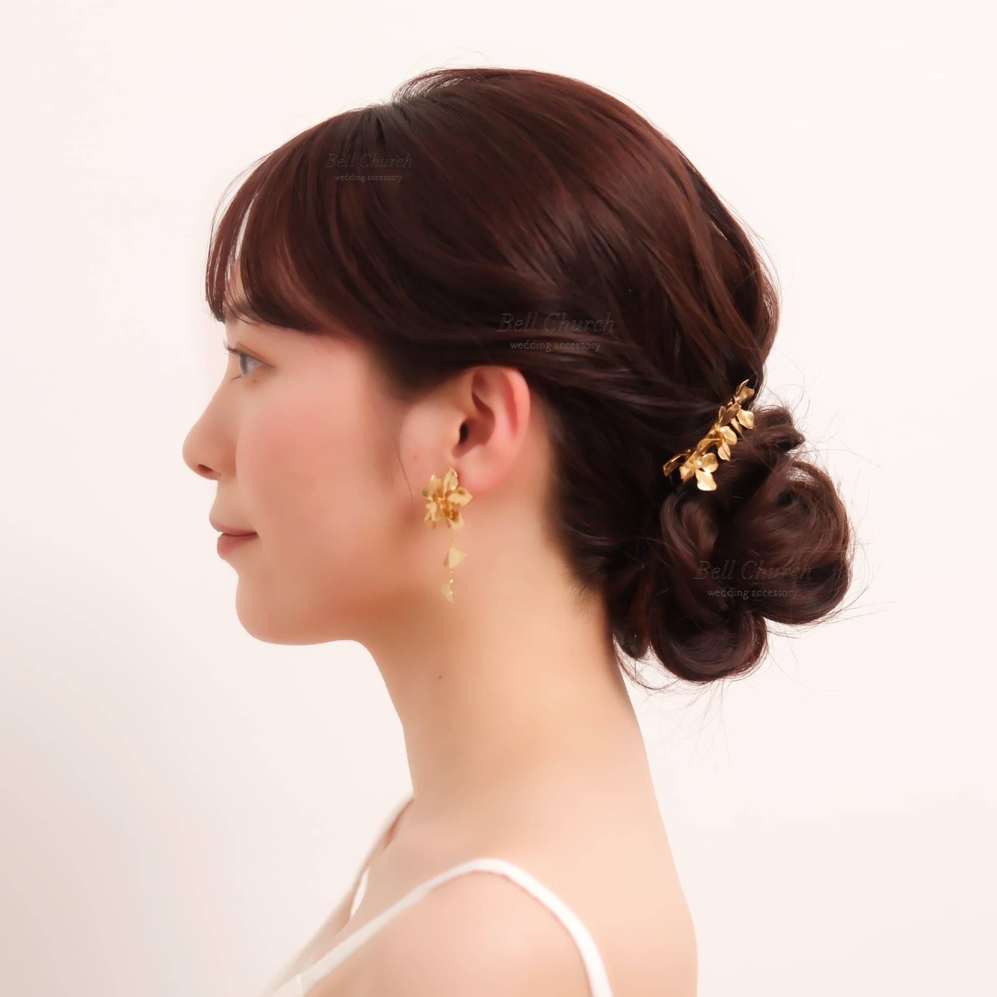 ブライダル ヘアクリップ パール フラワーお花 メタル ニュアンス