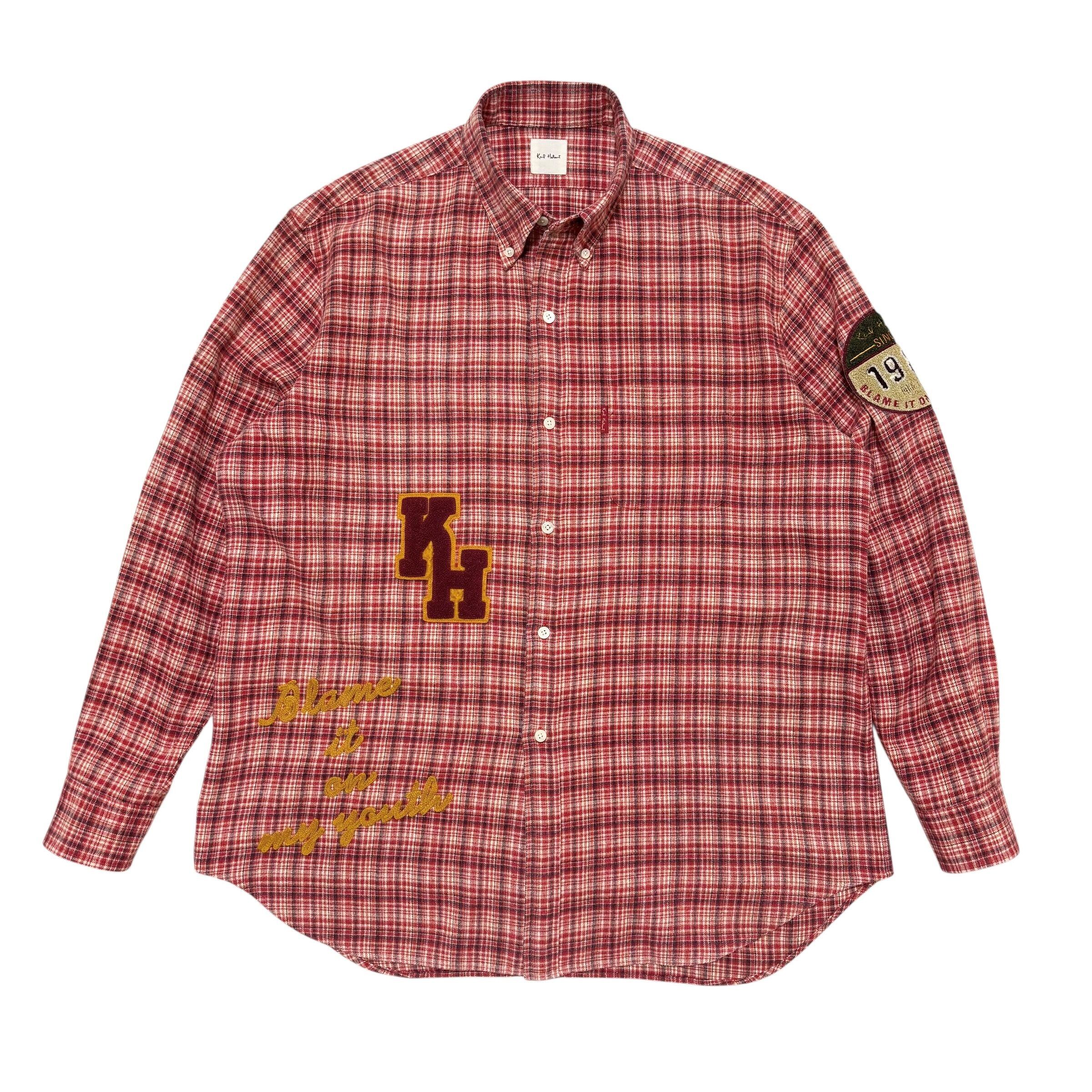 古着 カールヘルム Karl Helmut ピンクハウス チェック柄 ボタンダウンシャツ クリーニング済み メンズM 実寸L相当
