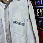 90s USA製 Harley-Davidson デニムシャツ ライトブルー ハーレー